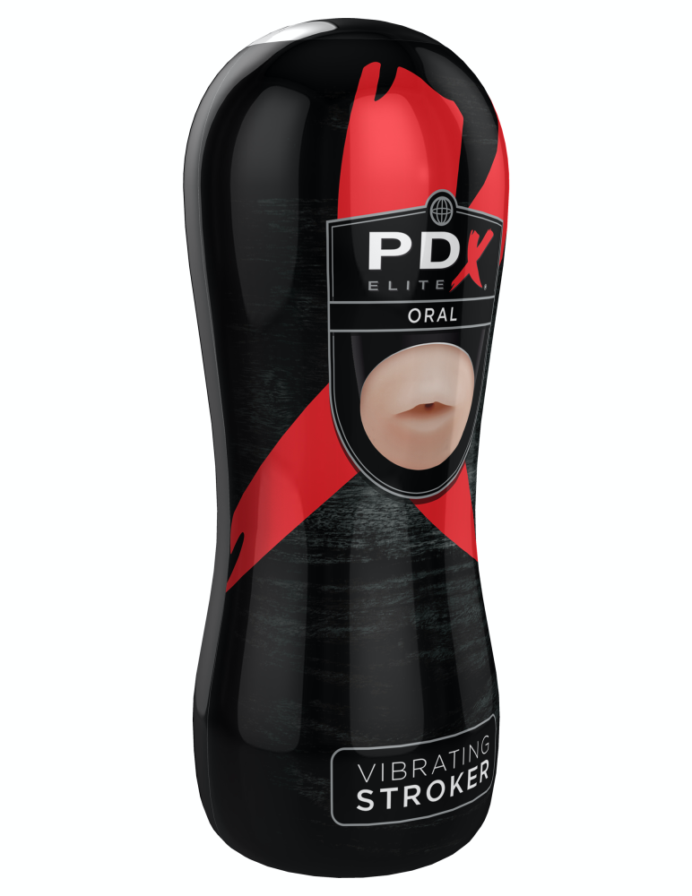 PIPEDREAM - PDX ELITE - VIBRATING ORAL STROKER  LIGHT/BLACK