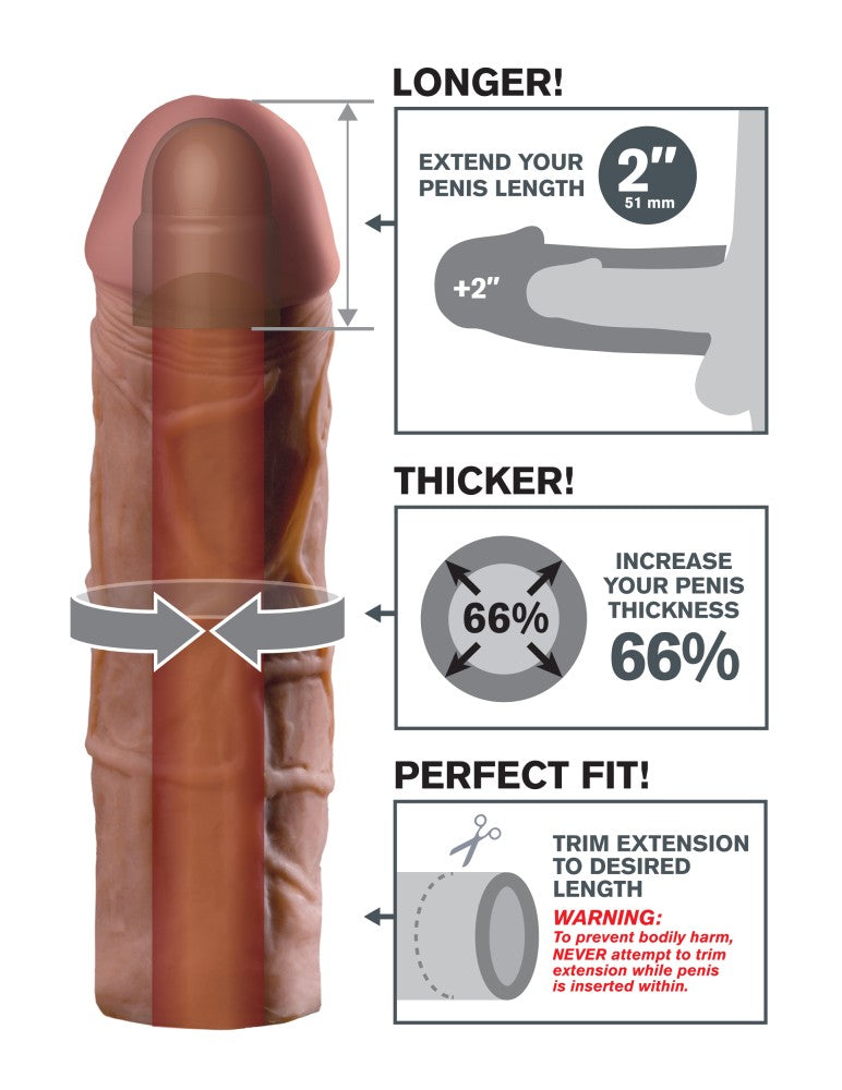PIPEDREAM - FANTASY X-TENSIONS - MEGA 2" EXTENSION BROWN