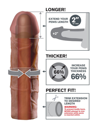 PIPEDREAM - FANTASY X-TENSIONS - MEGA 2" EXTENSION BROWN