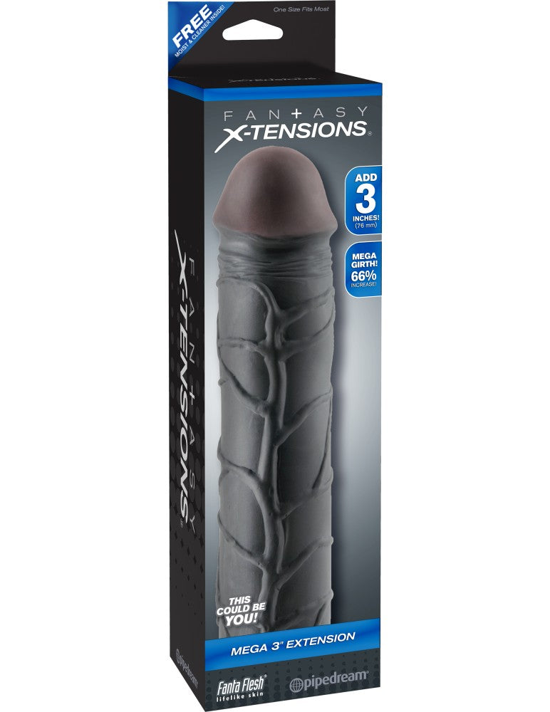 PIPEDREAM - FANTASY X-TENSIONS - MEGA 3" EXTENSION  BLACK