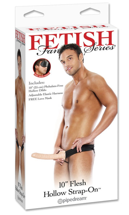 PIPEDREAM - FETISH FANTASY SERIES - 10" HOLLOW STRAP-ON  LIGHT/BLACK