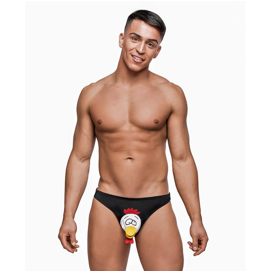 MALE POWER NOVELTY CHOKE THE CHICKEN BIKINI UNDERWEAR BLACK O/S