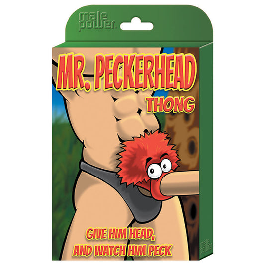 MALE POWER - NOVELTY MR. PECKERHEAD THONG BLACK O/S
