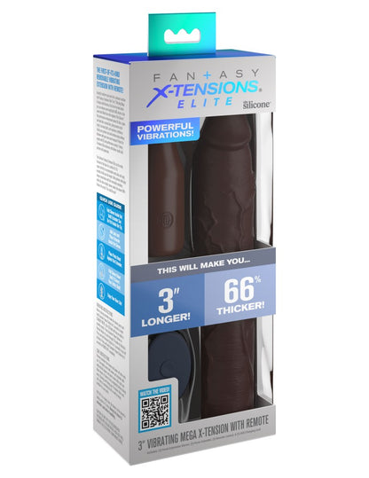 PIPEDREAM - FANTASY X-TENSIONS ELITE - 9" SLEEVE VIBRATING 3" PLUG W/REMOTE BROWN