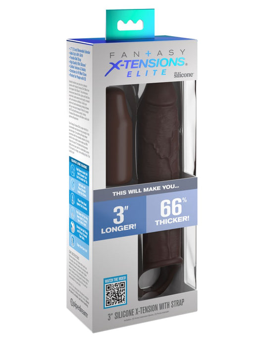 PIPEDREAM - FANTASY X-TENSIONS ELITE - 7" EXTENSION WITH STRAP BROWN