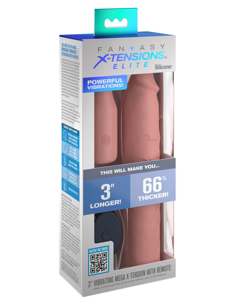 PIPEDREAM - FANTASY X-TENSIONS ELITE - 9" SLEEVE VIBRATING 3" PLUG W/REMOTE LIGHT