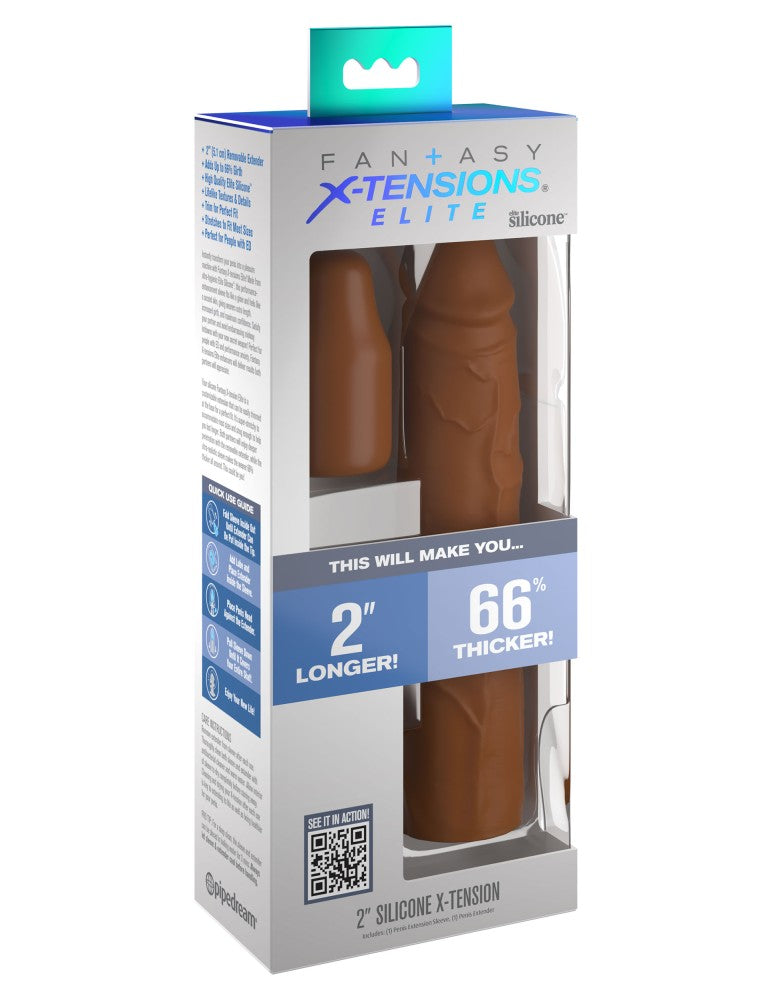 PIPEDREAM - FANTASY X-TENSIONS ELITE - 8" SLEEVE WITH 2" PLUG TAN