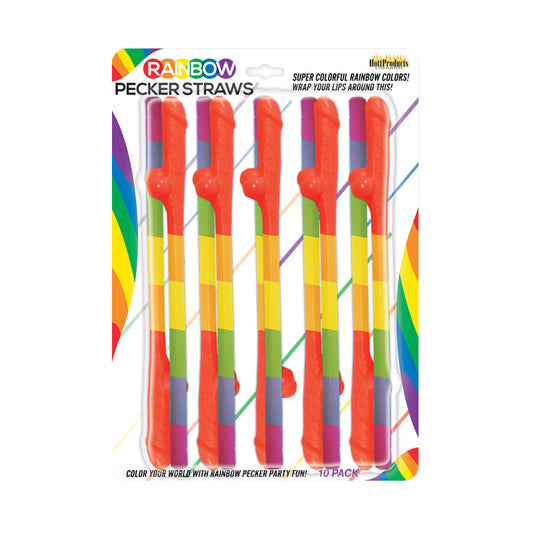 RAINBOW PECKER STRAWS 10PK