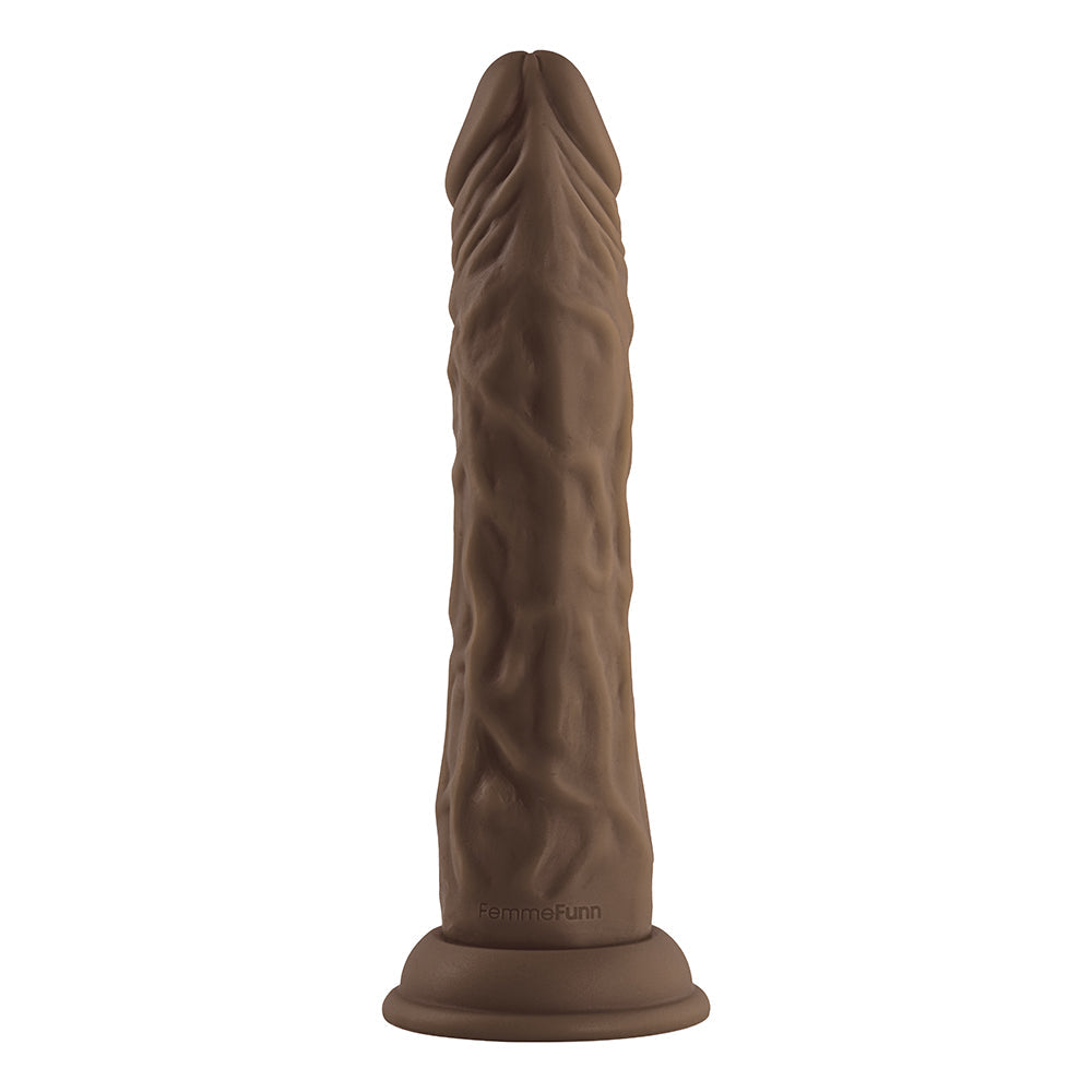FEMMEFUNN VORTEX TURBO SHAFT 2.0 8 IN. VIBRATING ROTATING DILDO BROWN