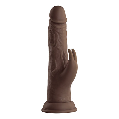 FEMMEFUNN VORTEX TURBO RABBIT 2.0 8 IN. DUAL STIMULATION VIBRATING DILDO BROWN