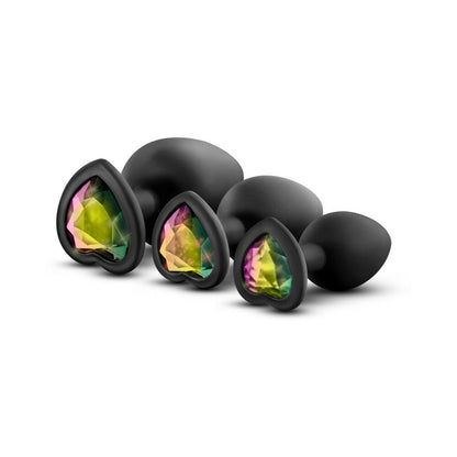 BLUSH - LUXE 3-PIECE BLING PLUG TRAINING KIT WITH RAINBOW GEM BASE BLACK