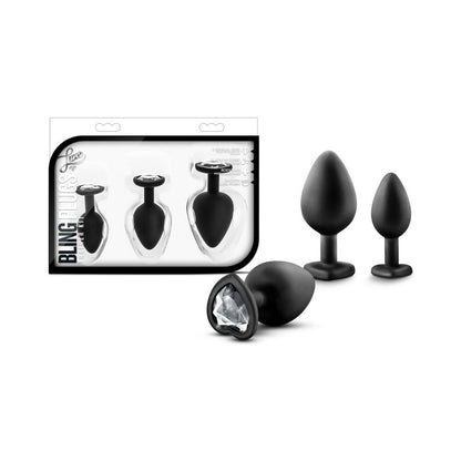 BLUSH - LUXE 3-PIECE BLING PLUG TRAINING KIT WITH WHITE GEM BASE BLACK