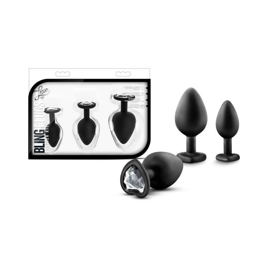 BLUSH - LUXE 3-PIECE BLING PLUG TRAINING KIT WITH WHITE GEM BASE BLACK