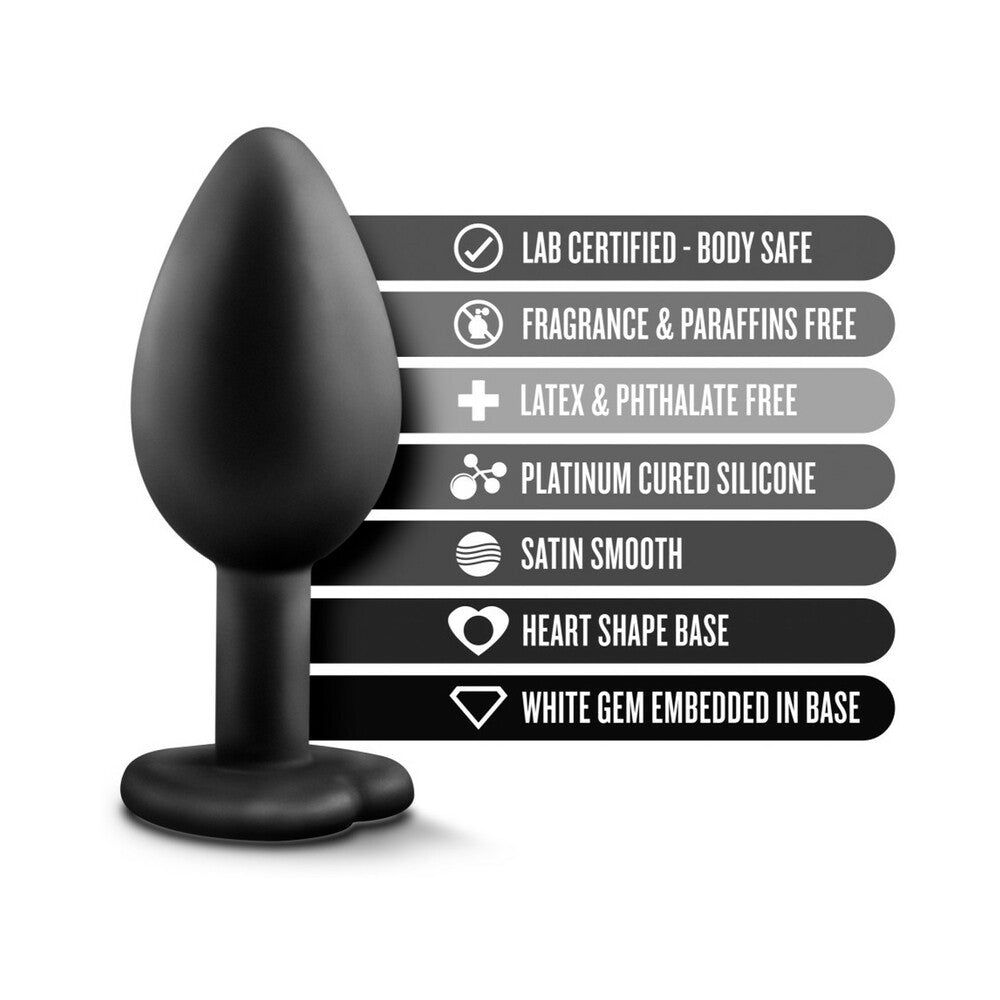 BLUSH - TEMPTASIA BLING ANAL PLUG WITH HEART-SHAPED GEM BASE SMALL BLACK