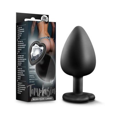 BLUSH - TEMPTASIA BLING ANAL PLUG WITH HEART-SHAPED GEM BASE LARGE BLACK