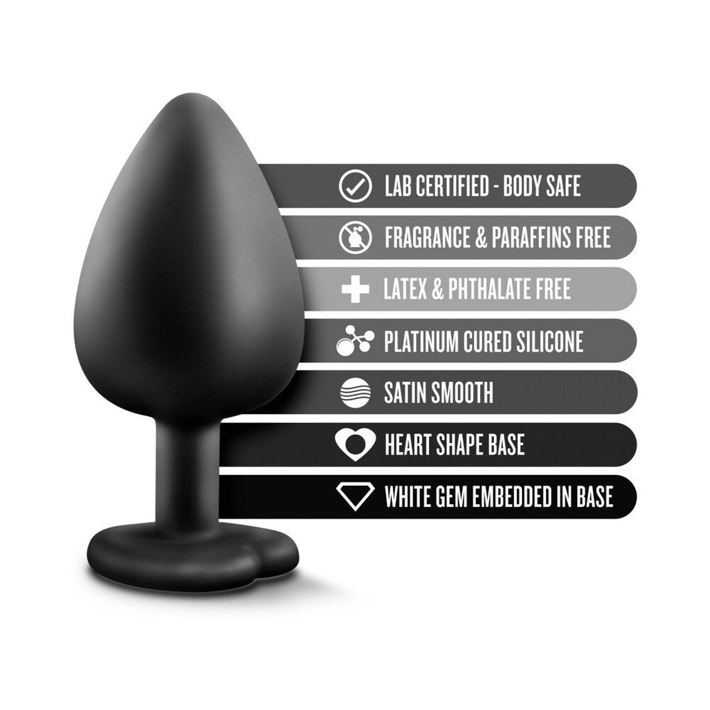 BLUSH - TEMPTASIA BLING ANAL PLUG WITH HEART-SHAPED GEM BASE LARGE BLACK
