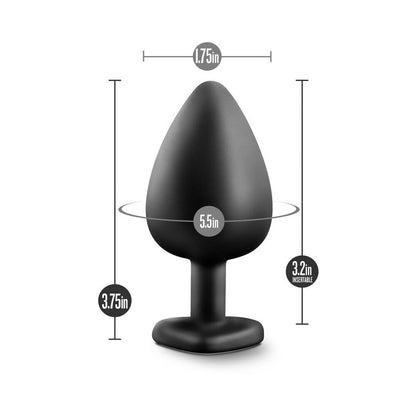 BLUSH - TEMPTASIA BLING ANAL PLUG WITH HEART-SHAPED GEM BASE LARGE BLACK