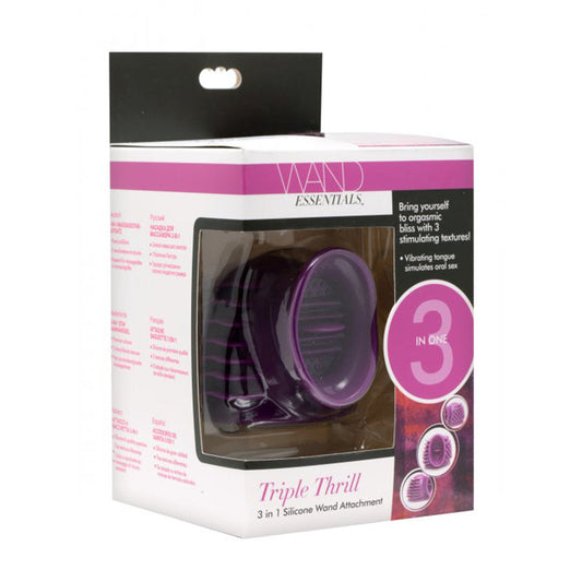 XR BRANDS - WAND ESSENTIALS THUNDER-GASM 3 IN 1 SILICONE WAND ATTACHMENT, PURPLE