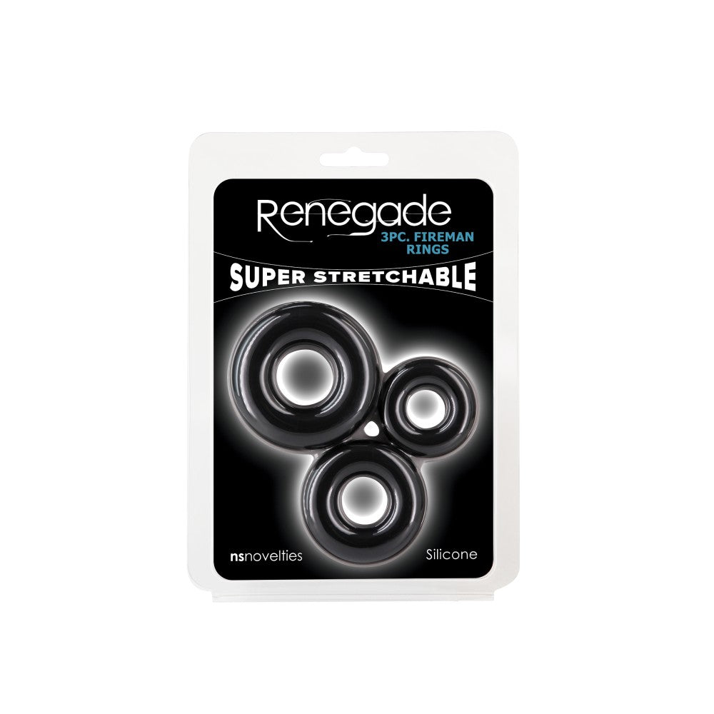 NS TOYS - RENEGADE - 3PC FIREMAN RINGS - BLACK