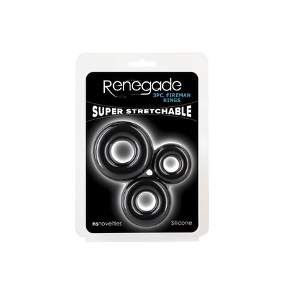 NS TOYS - RENEGADE - 3PC FIREMAN RINGS - BLACK