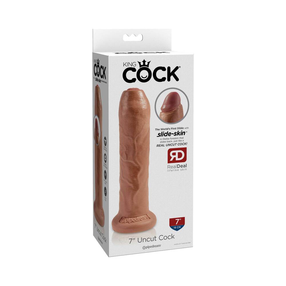 KING COCK - UNCUT REALISTIC PENIS 17.8 CM CARAMEL