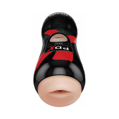 PDX ELITE VIBRATING STROKER ORAL BEIGE/BLACK