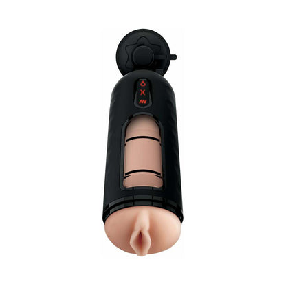 PDX BRANDS - PDX ELITE VIBRATING MEGA MILKER RECHARGEABLE STROKER WITH HANDS-FREE SUCTION CUP BEIGE/BLACK