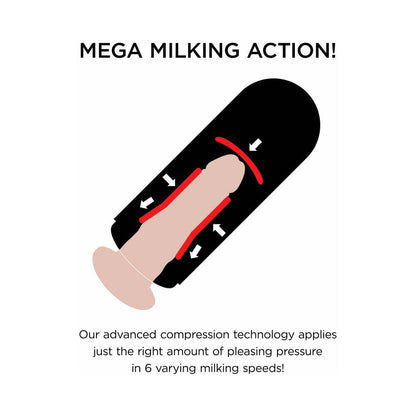 PDX BRANDS - PDX ELITE VIBRATING MEGA MILKER RECHARGEABLE STROKER WITH HANDS-FREE SUCTION CUP BEIGE/BLACK