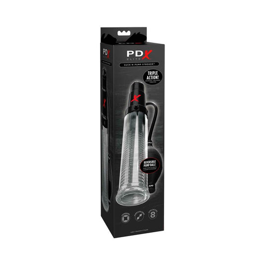 PDX ELITE SUCK-N-PUMP VIBRATING PENIS PUMP & STROKER CLEAR