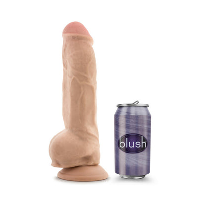 AU NATUREL BIG BOY 10 IN. POSABLE DUAL DENSITY DILDO WITH BALLS BEIGE