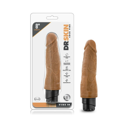 DR. SKIN VIBE 14 REALISTIC 8 IN. VIBRATING DILDO TAN
