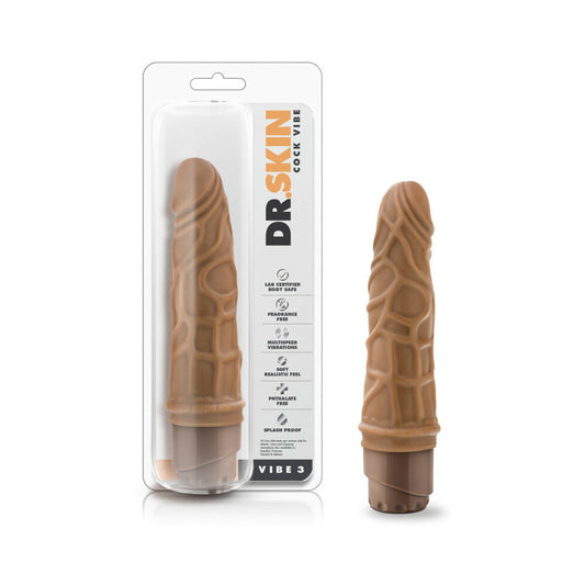 DR. SKIN VIBE 3 REALISTIC 7.25 IN. VIBRATING DILDO TAN