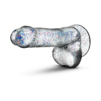 NATURALLY YOURS 6 IN. GLITTER COCK REALISTIC DILDO WITH BALLS SPARKLING CLEAR