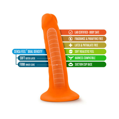 NEO 6 IN. DUAL DENSITY DILDO NEON ORANGE