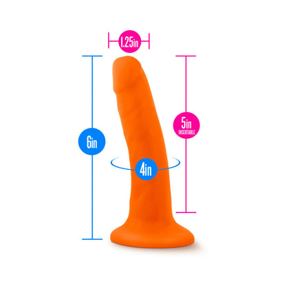 NEO 6 IN. DUAL DENSITY DILDO NEON ORANGE