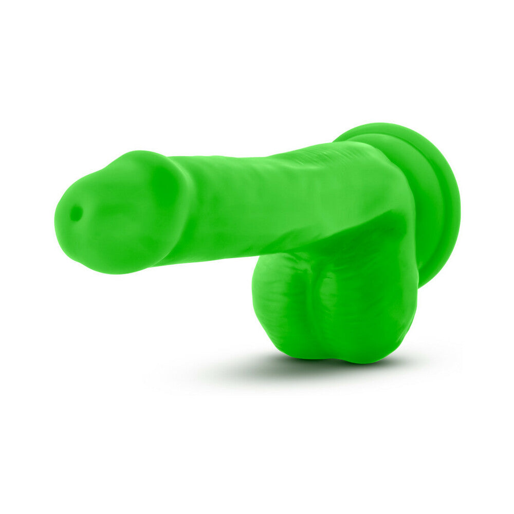 BLUSH - NEO 6 IN. DUAL DENSITY DILDO WITH BALLS NEON