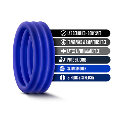PERFORMANCE VS1 PURE PREMIUM SILICONE COCKRINGS 3-PACK MEDIUM INDIGO