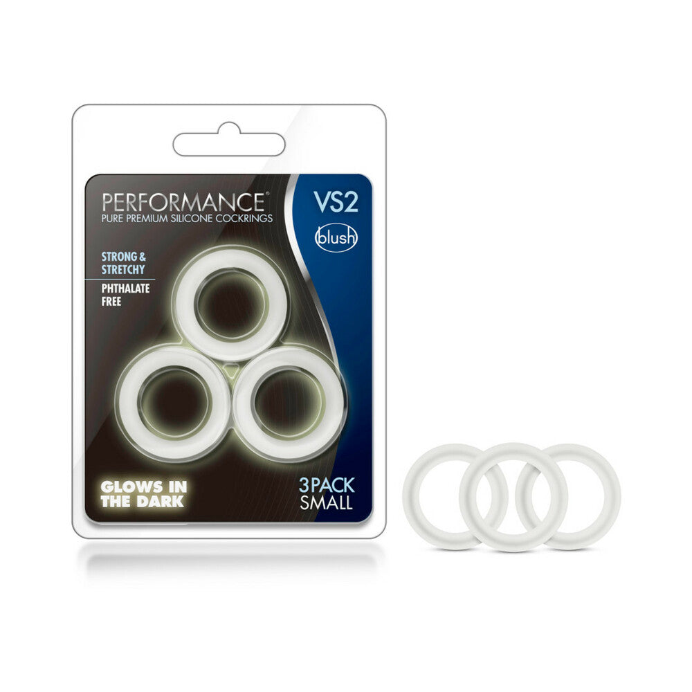 BLUSH - PERFORMANCE VS2 PURE PREMIUM SILICONE COCKRINGS 3 PACK SMALL