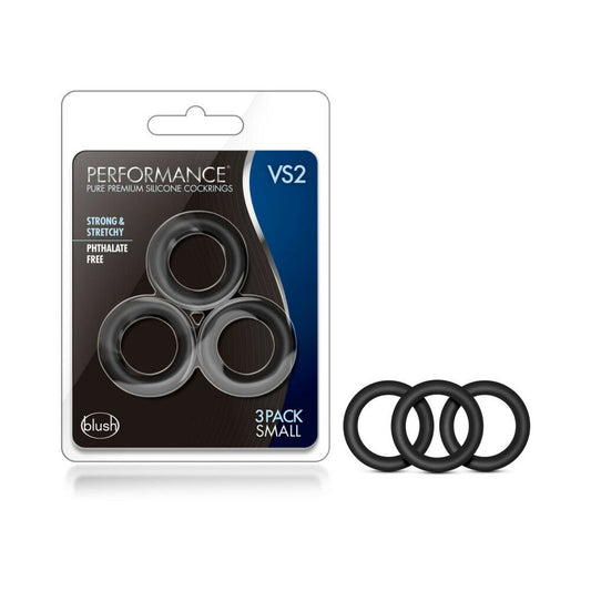 PERFORMANCE VS2 PURE PREMIUM SILICONE COCKRINGS 3-PACK SMALL BLACK