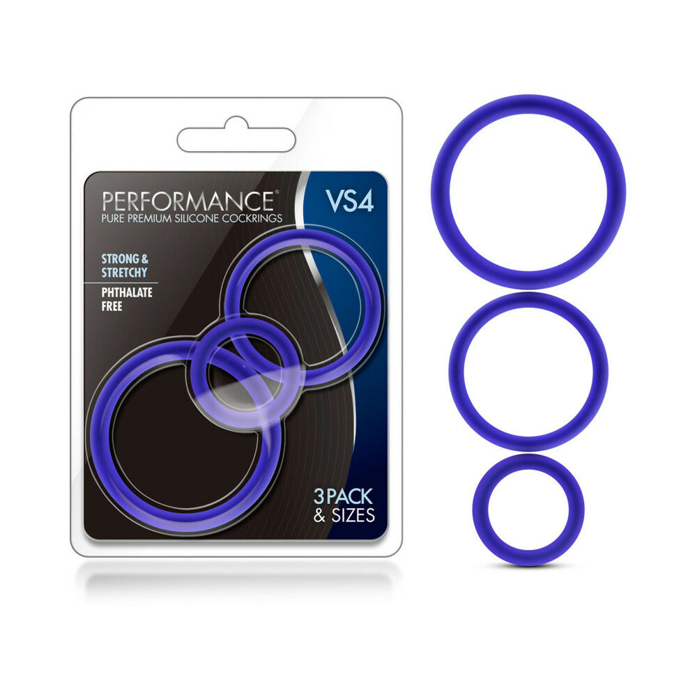 BLUSH - PERFORMANCE VS4 PURE PREMIUM SILICONE COCKRINGS 3 PACK SET