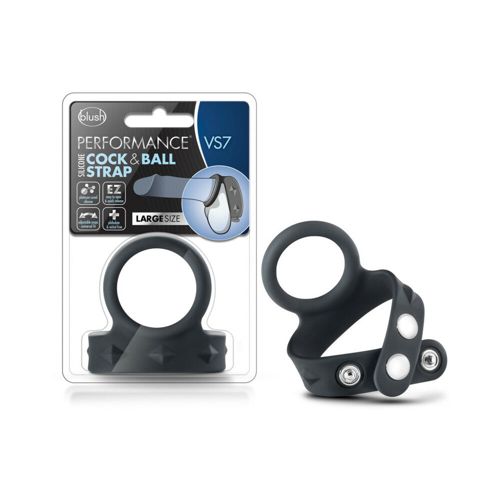BLUSH - PERFORMANCE VS7 SILICONE COCK & BALL STRAP LARGE BLACK