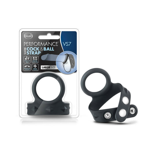PERFORMANCE VS7 SILICONE COCK & BALL STRAP LARGE BLACK