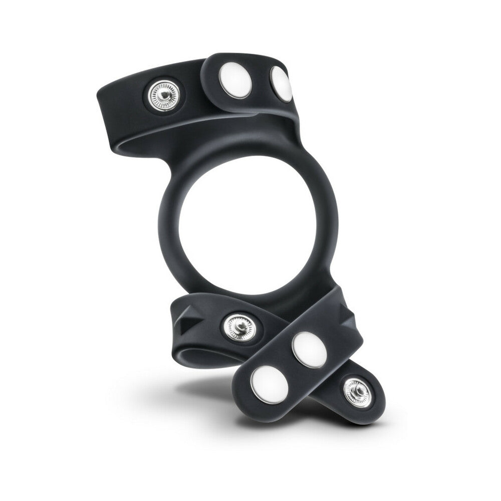 BLUSH - PERFORMANCE VS8 SILICONE DOUBLE COCK & BALL STRAP BLACK