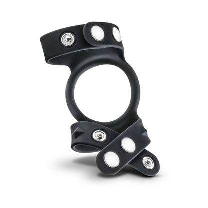 BLUSH - PERFORMANCE VS8 SILICONE DOUBLE COCK & BALL STRAP BLACK
