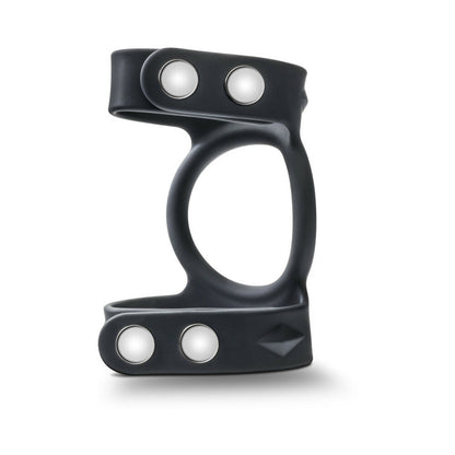 PERFORMANCE VS8 SILICONE DOUBLE COCK & BALL STRAP BLACK