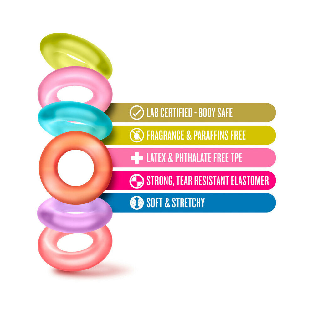 BLUSH - PLAY WITH ME KING OF THE RING COCKRING 6-PACK ASSORTED COLORS