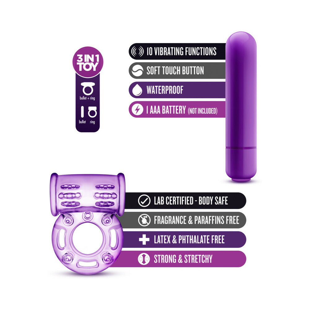 BLUSH - PLAY WITH ME COUPLES PLAY VIBRATING COCKRING PURPLE