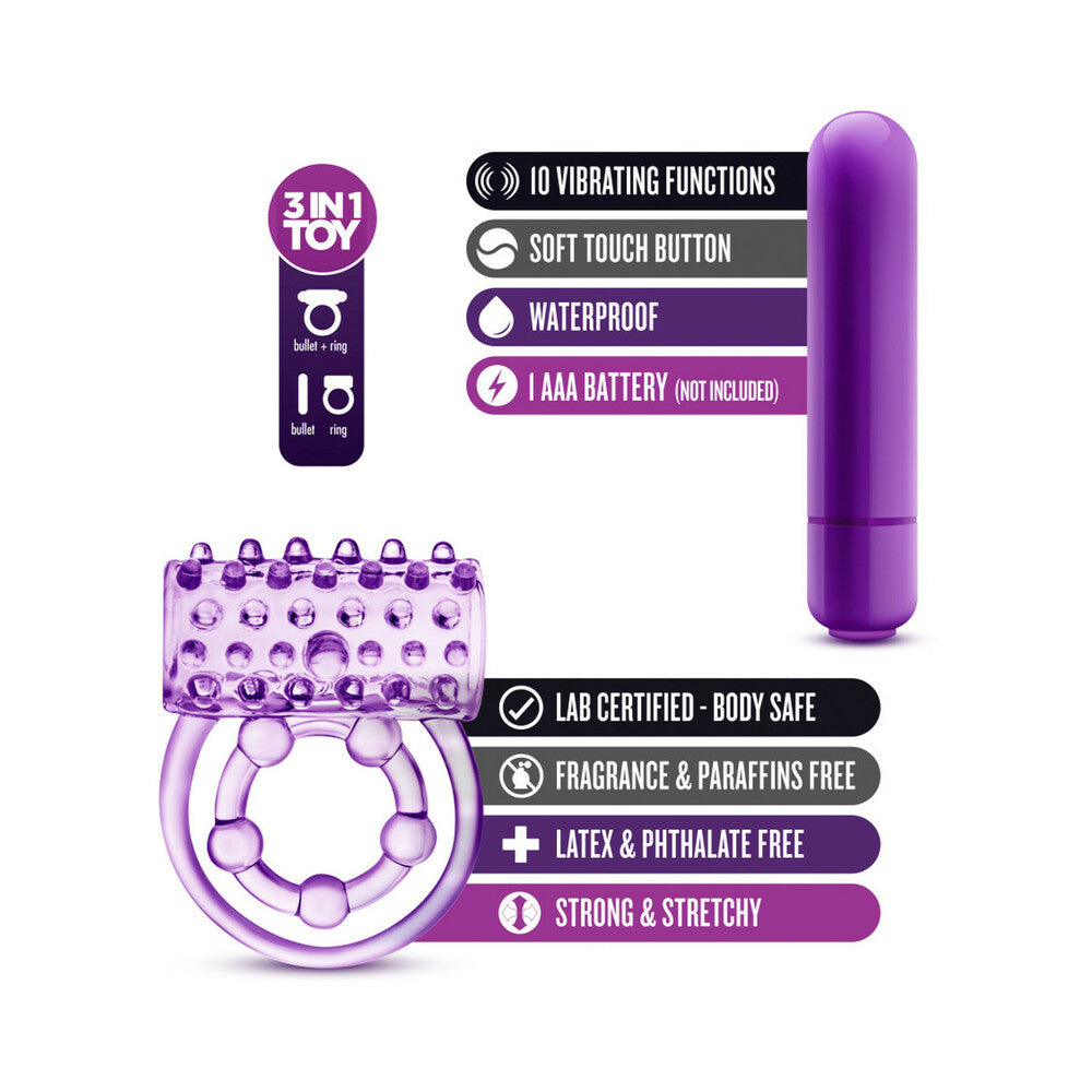 BLUSH - PLAY WITH ME THE PLAYER VIBRATING DOUBLE STRAP COCKRING PURPLE