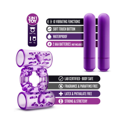 BLUSH - JUEGA CONMIGO ANILLO VIBRADOR DOBLE PARA PENE MORADO