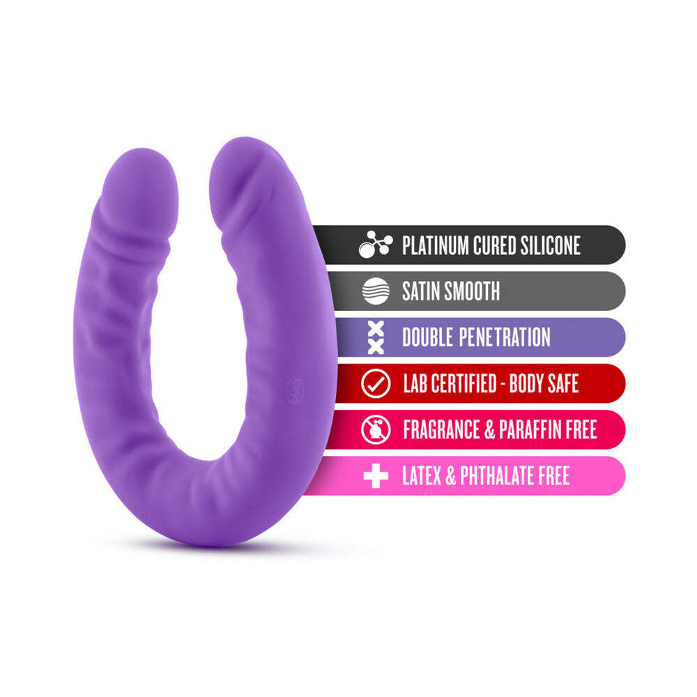 RUSE REALISTIC 18 IN. SILICONE SLIM DOUBLE DONG DUAL ENDED DILDO PURPLE
